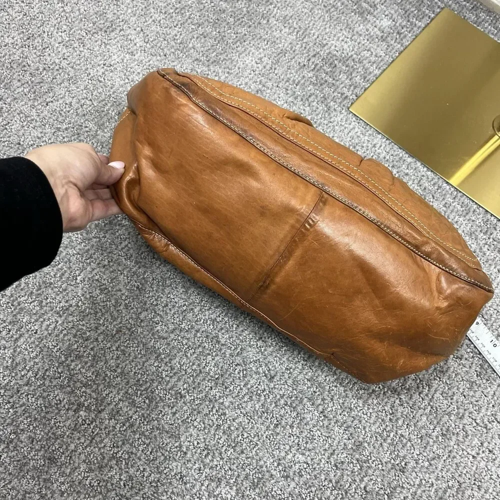 Hype Hobo Bag Womens Large Tan Leather Chain Link Shoulder Slouchy Boho